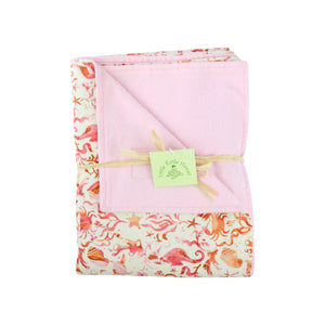 3-Piece Gift Set: Bib + Burp Cloth + Baby Blanket: Seashore Pink