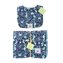 Load image into Gallery viewer, 2-Piece Gift Set: Bib + Baby Blanket: Seashore Blue