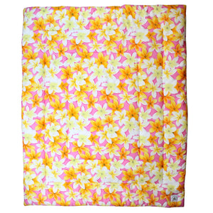 Hawaiian Print Baby Comforter: Lei Aloha Pink and Yellow