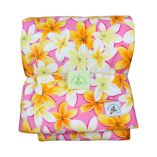 Hawaiian Print Baby Comforter: Lei Aloha Pink and Yellow