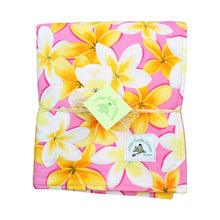 Load image into Gallery viewer, 4-Piece Gift Set: Bib + Burp Cloth + Baby Blanket + Hooded Towel: Lei Aloha Pink and Yellow