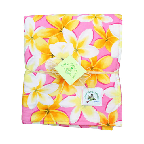 Hawaiian Baby Blanket: Lei Aloha Pink and Yellow