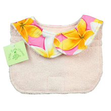 Load image into Gallery viewer, 4-Piece Gift Set: Bib + Burp Cloth + Baby Blanket + Hooded Towel: Lei Aloha Pink and Yellow