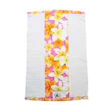 Load image into Gallery viewer, 4-Piece Gift Set: Bib + Burp Cloth + Baby Blanket + Hooded Towel: Lei Aloha Pink and Yellow