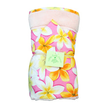 Load image into Gallery viewer, 4-Piece Gift Set: Bib + Burp Cloth + Baby Blanket + Hooded Towel: Lei Aloha Pink and Yellow