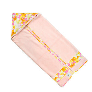 4-Piece Gift Set: Bib + Burp Cloth + Baby Blanket + Hooded Towel: Lei Aloha Pink and Yellow