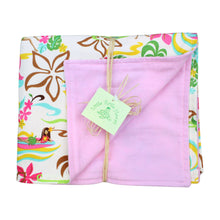 Load image into Gallery viewer, 3-Piece Gift Set: Bib + Burp Cloth + Baby Blanket: Hula Honeys Cream