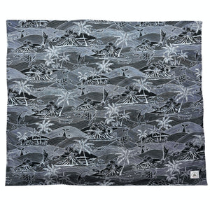 2-Piece Gift Set: Bib + Baby Blanket: Kawika Black and Slate