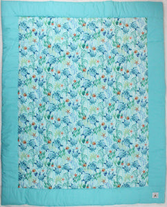 Hawaiian Print Toddler Comforter: Little Turtle Aqua