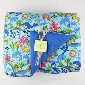 Hawaiian Print Baby Comforter: Ocean Friends Blue