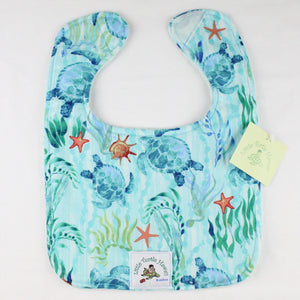 2-Piece Gift Set: Bib + Burp Cloth Little Turtle Aqua