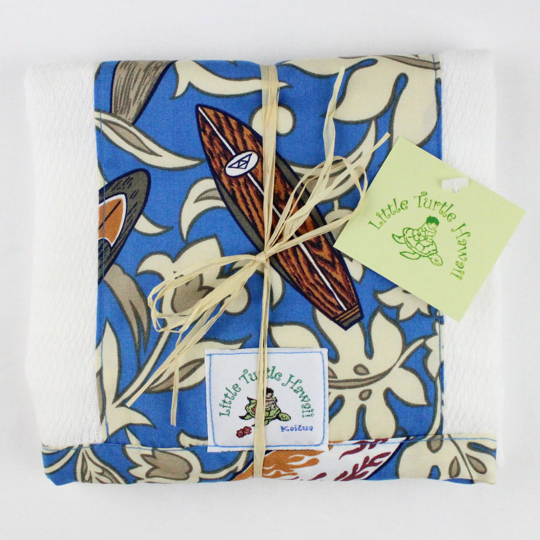 Hawaiian Baby Burp Cloth: Surfer Boy Blue