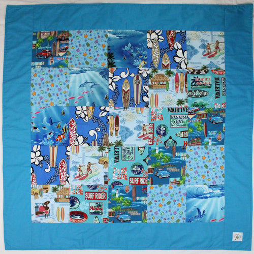 Hawaiian Baby and Toddler Patchwork Blanket: Ekahi Turquoise Ocean Dreams Patchwork
