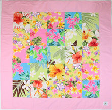 Load image into Gallery viewer, Hawaiian Baby and Toddler Blanket, Patchwork Blanket, Made in Hawaii, Hawaiian Baby Shower Gift:  Ekahi Pink Plumeria Patchwork