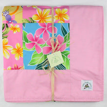 Load image into Gallery viewer, Hawaiian Baby and Toddler Blanket, Patchwork Blanket, Made in Hawaii, Hawaiian Baby Shower Gift:  Ekahi Pink Plumeria Patchwork