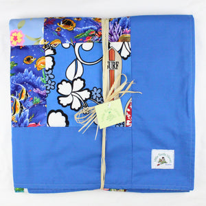 Hawaiian Baby and Toddler Patchwork Blanket: Ekahi Blue Pipeline Patchwork