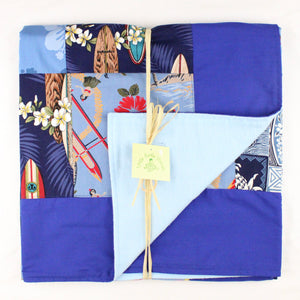 Hawaiian Baby and Toddler Patchwork Blanket: Ekahi Royal Blue Patchwork
