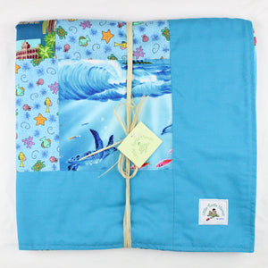 Hawaiian Baby and Toddler Patchwork Blanket: Ekahi Turquoise Ocean Dreams Patchwork