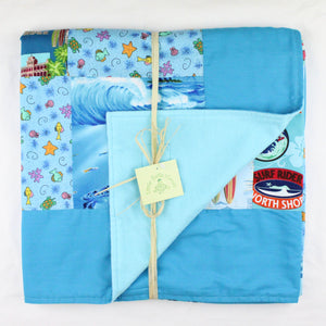 Hawaiian Baby and Toddler Patchwork Blanket: Ekahi Turquoise Ocean Dreams Patchwork