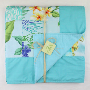Hawaiian Baby and Toddler Patchwork Blanket: Ekahi Aqua Coral Reef Patchwork