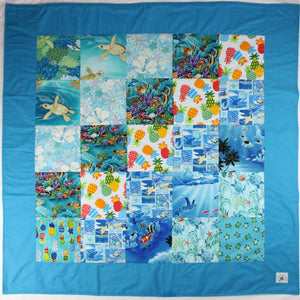 Hawaiian Baby and Toddler Patchwork Blanket: Ekahi Turquoise Little Turtle Patchwork