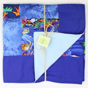Hawaiian Baby and Toddler Patchwork Blanket: Ekahi Blue Water Babies Patchwork