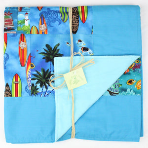 Hawaiian Baby and Toddler Patchwork Blanket: Ekahi Turquoise Haleiwa Patchwork