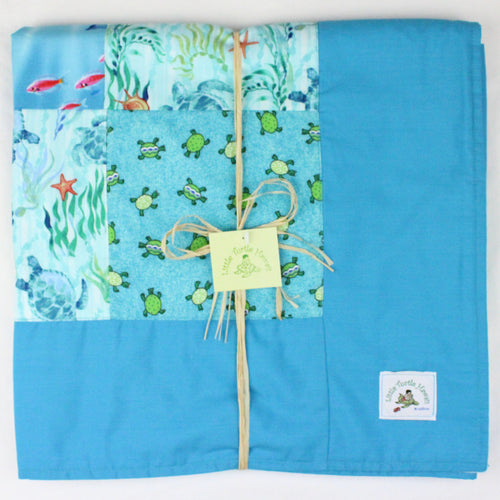 Hawaiian Baby and Toddler Patchwork Blanket: Ekahi Turquoise Little Turtle Patchwork