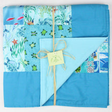 Load image into Gallery viewer, Hawaiian Baby and Toddler Patchwork Blanket: Ekahi Turquoise Little Turtle Patchwork