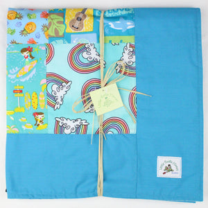 Hawaiian Baby and Toddler Patchwork Blanket: Ekahi Turquoise Anuenue Keiki Patchwork