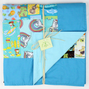 Hawaiian Baby and Toddler Patchwork Blanket: Ekahi Turquoise Anuenue Keiki Patchwork