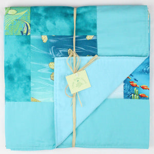 Hawaiian Baby and Toddler Patchwork Blanket: Ekahi Aqua Little Honu Patchwork