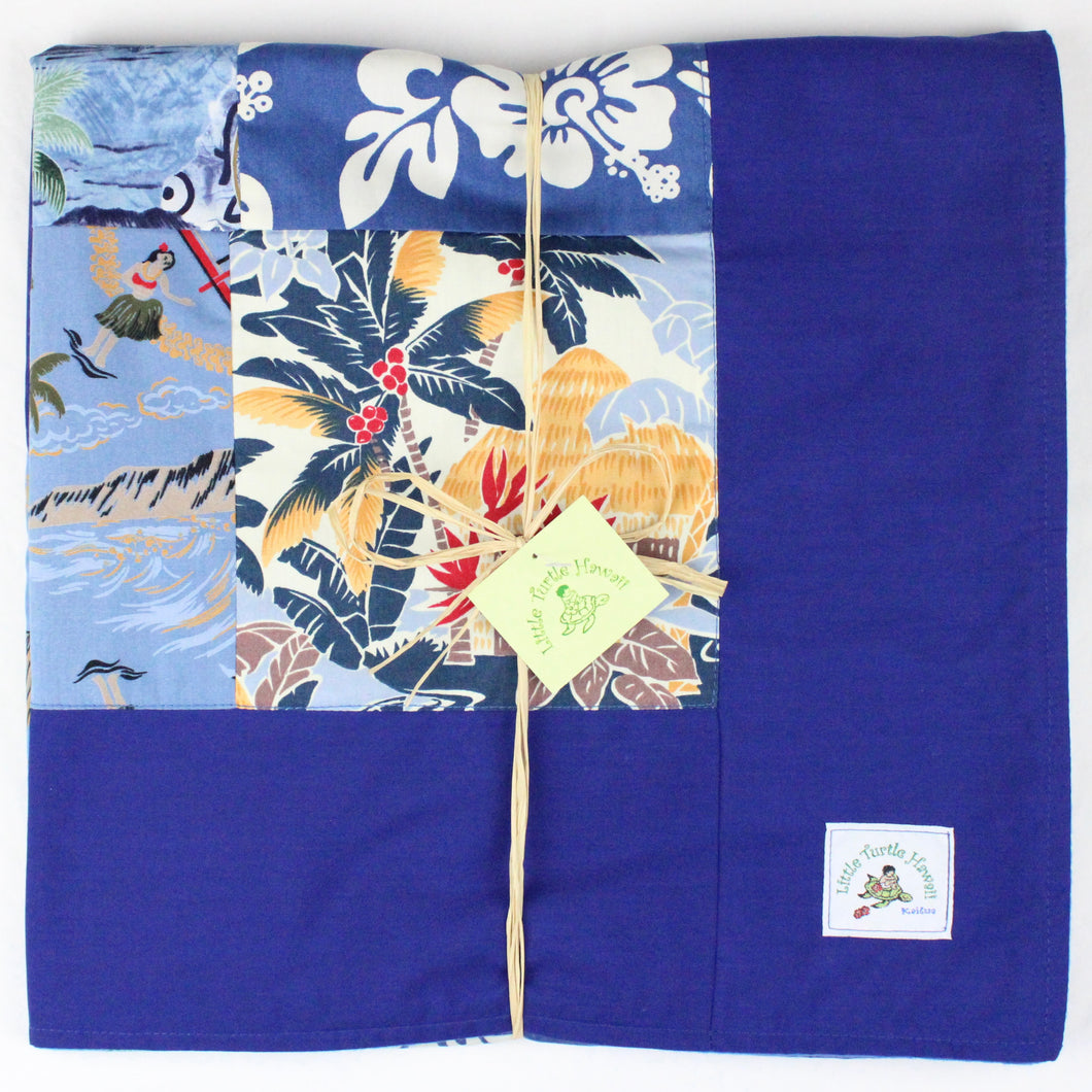 Hawaiian Baby and Toddler Patchwork Blanket: Ekahi Blue Pineapple Patch Patchwork