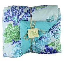 Load image into Gallery viewer, Hawaiian Print Baby Comforter: Coral Reef Aqua