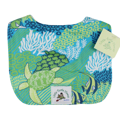 Hawaiian Baby Bib: Honu Reef Green & Blue