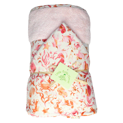 Hawaiian Baby Hooded Bath Towel: Seashore Pink