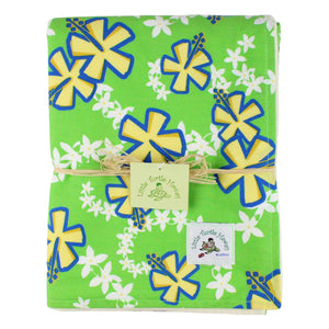 Hawaiian Baby Blanket: Lei Aloha Lime Green