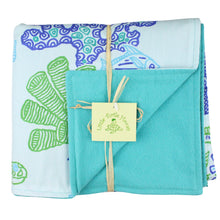 Load image into Gallery viewer, 3-Piece Gift Set: Bib + Burp Cloth + Baby Blanket: Coral Reef Aqua