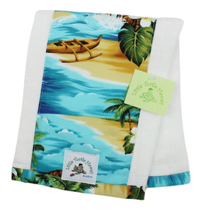 2-Piece Gift Set: Bib + Burp Cloth: Ocean Mele Aqua