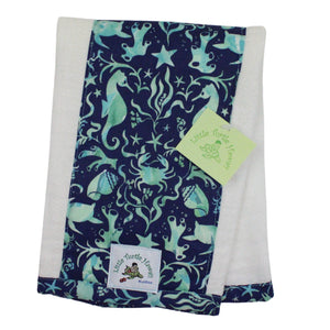 3-Piece Gift Set: Bib + Burp Cloth + Baby Blanket: Seashore Blue