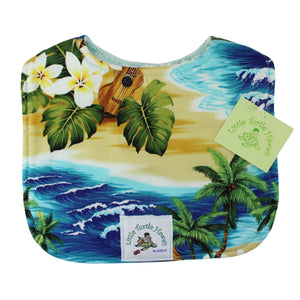 3-Piece Gift Set: Bib + Burp Cloth + Baby Blanket: Ocean Mele Aqua