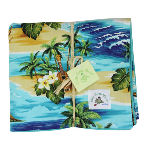 Hawaiian Baby Blanket: Ocean Mele Aqua