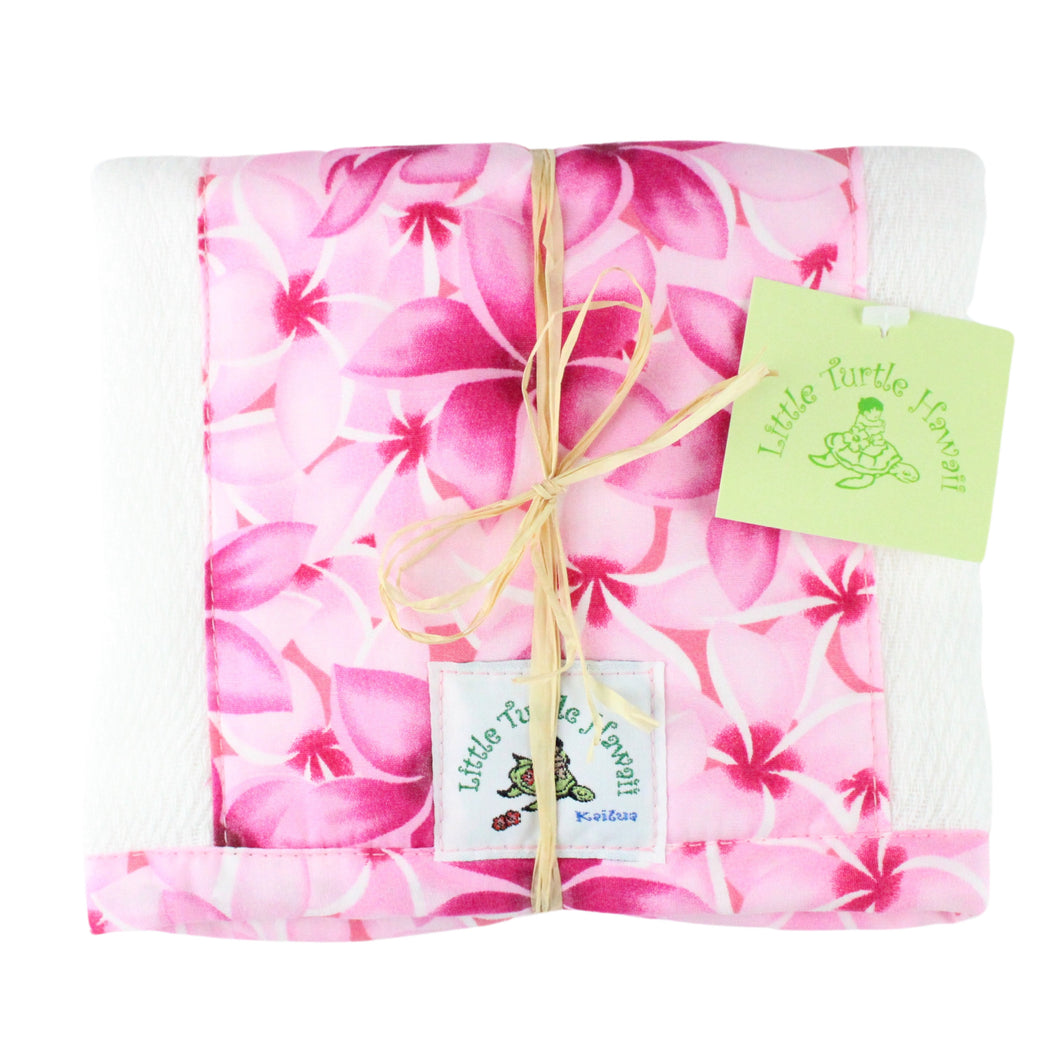 Hawaiian Baby Burp Cloth: Melia Plumeria Pink