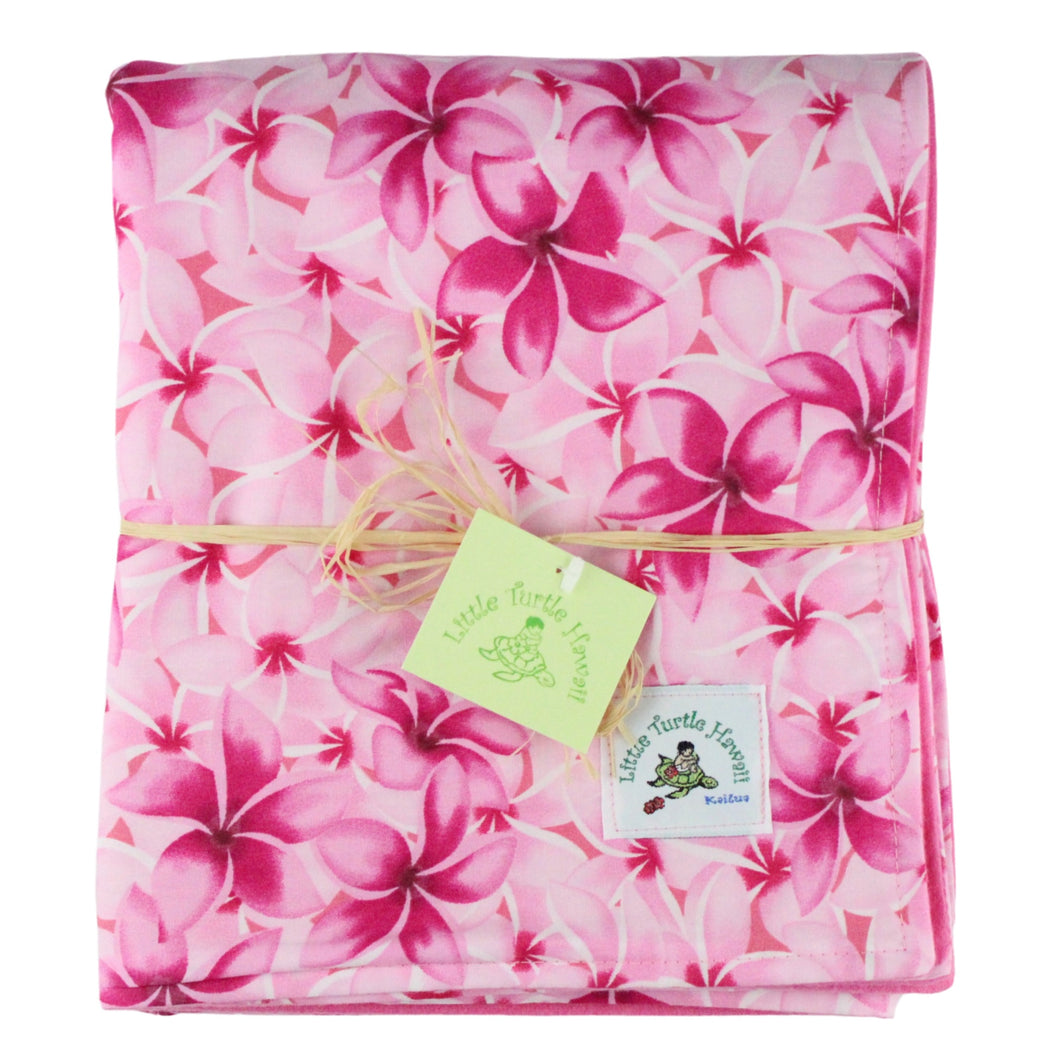 Hawaiian Baby Blanket: Melia Plumeria Pink