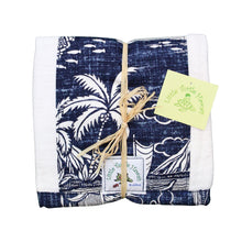 Load image into Gallery viewer, 3-Piece Gift Set: Bib + Burp Cloth + Hooded Towel: Ikaika Blue