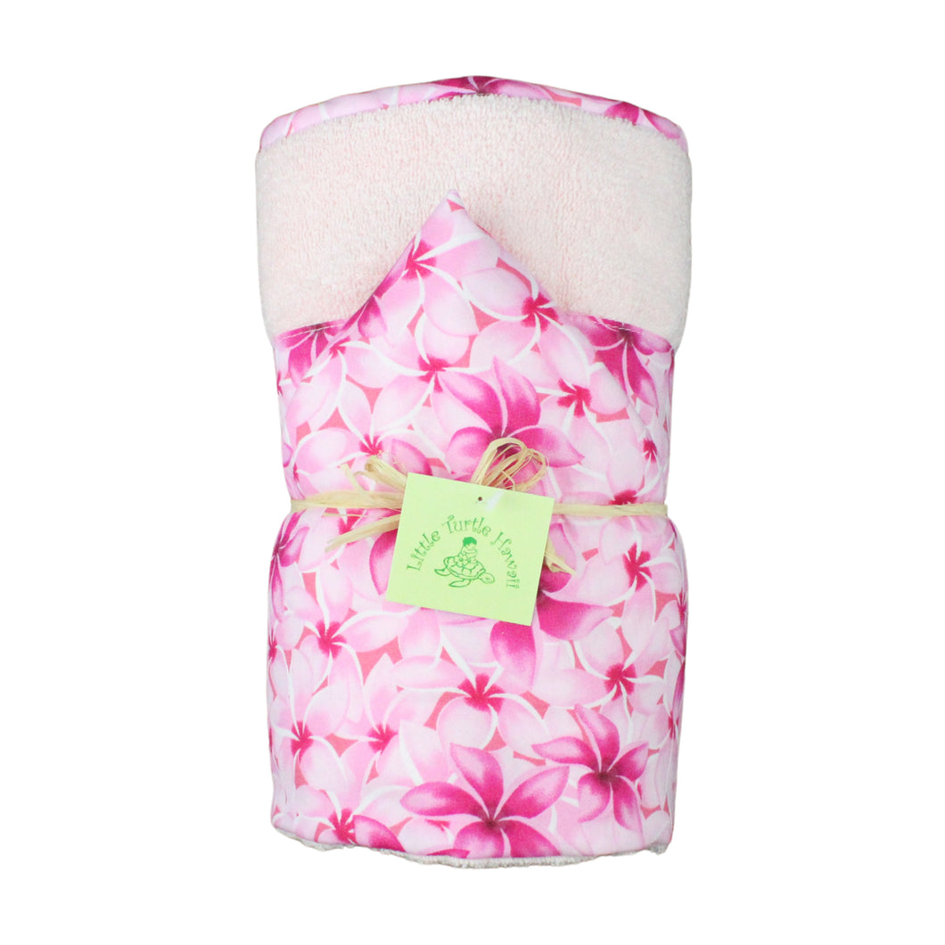 Hawaiian Baby Hooded Bath Towel: Melia Plumeria Pink