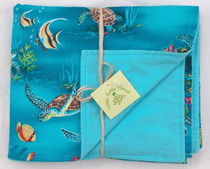 Hawaiian Baby Blanket: Ocean Dreams Honu Aqua
