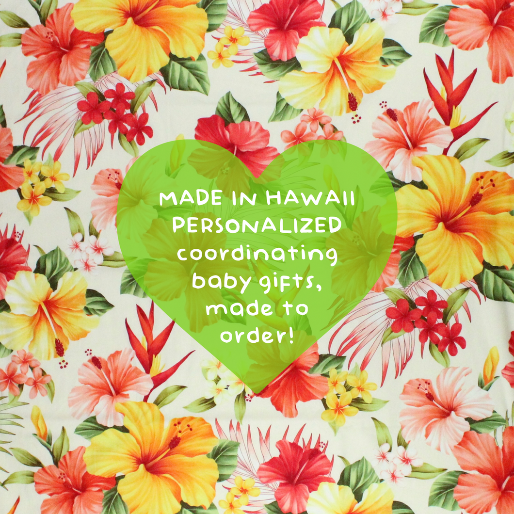 Personalized, Made to Order, Coordinating Hawaiian Baby Gifts: Hau'oli Yellow