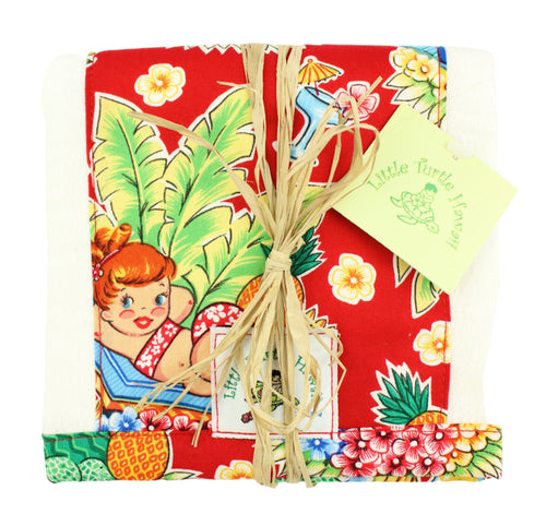 Hawaiian Baby Burp Cloth: Luau Lulu Red