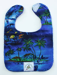 Hawaiian Baby Bib: Midnight Swim Blue